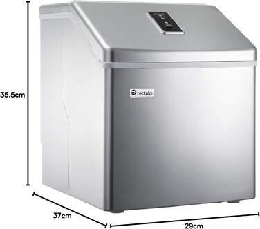 TecTake Professional Ice Cube Machine, Ice Cube Maker for Clear Ice Cubes, Ice Cube Maker, 13 Kg 24 h, 2.2 Liter Water Tank, 24 Ice Cubes per Cycle, incl. Ice Bucket and Ice Scoop - Silver