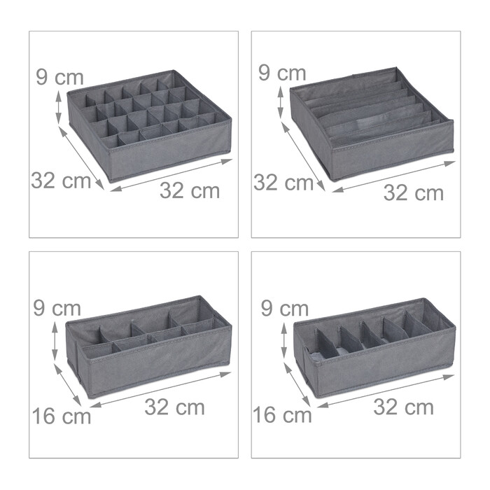 Relaxdays 4-Piece Underwear Organizer Set