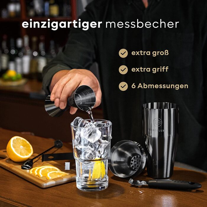 Набір бармена Boston Shaker Set BarDeluxe® 5 предметів: шейкер, аксесуари, рецепти, сумка. Нержавіюча сталь, 750 мл. Преміум подарунковий набір