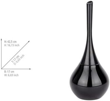 Набір для туалету WENKO Mod. Flakon: тримач щітки та щітка для унітазу, чорний, кераміка та пластик, 17x42.5 см