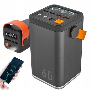 Потужний швидкий павербанк 60000 mAh 36W QC PD USB-C — зовнішній акумулятор для подорожей