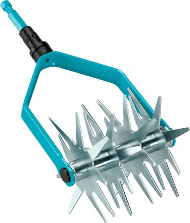 Gardena combisystem Star Cultivator: Soil cultivator for seedbed preparation and soil loosening, 14 cm working width, made of high-quality steel, Duroplast-coated, star wheels galvanized (3196-20)