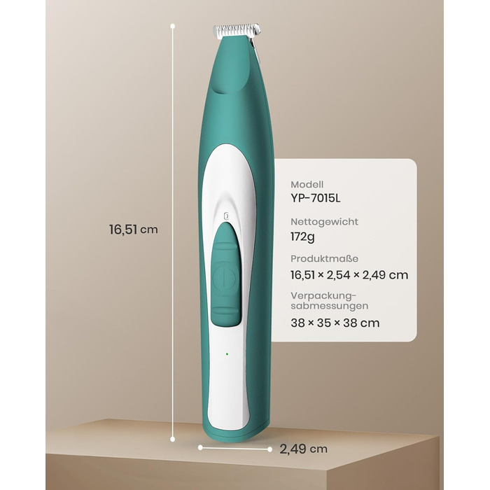 Триммер для собак Oneisall з LED-підсвічуванням: для лап, очей, вух, обличчя. Безшумний, акумуляторний.