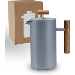Lambda Coffee® Thermo French Press Stainless Steel | Available in 3 Sizes | Stainless Steel Coffee Maker | Double-Walled: Keeps Warm for a Long Time | Coffee Maker | French Press (Blue, 0.35l (2 Cups)) 0.35l (2 Cups) Dusk Blue