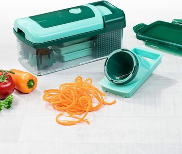 Genius Nicer Dicer Fusion Smart Julienne Slicer | 16-Piece Vegetable Chopper & Slicer Set | Mint Green