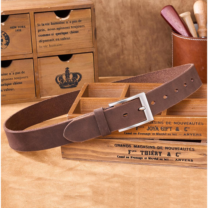 Чоловічий шкіряний ремінь BELTER 38 мм з подарунковою коробкою. Підходить для талії 32W-35W (довжина 105 см). Колір: коричневий