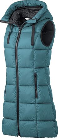 Стьобана жилетка PATSY & LOU з капюшоном, довга жіноча жилетка з двостороннім блискавкою, приталена модель для витонченої фігури, тепла та терморегулююча, розмір 36-48, колір Petrol