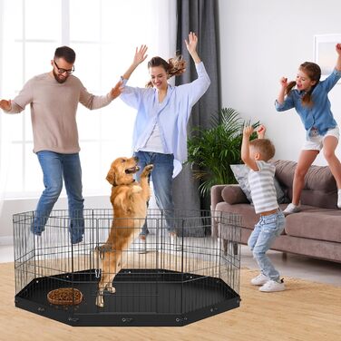 VEVOR 8-Panel Foldable Dog Playpen with Waterproof Cover & Mat - 61cm High