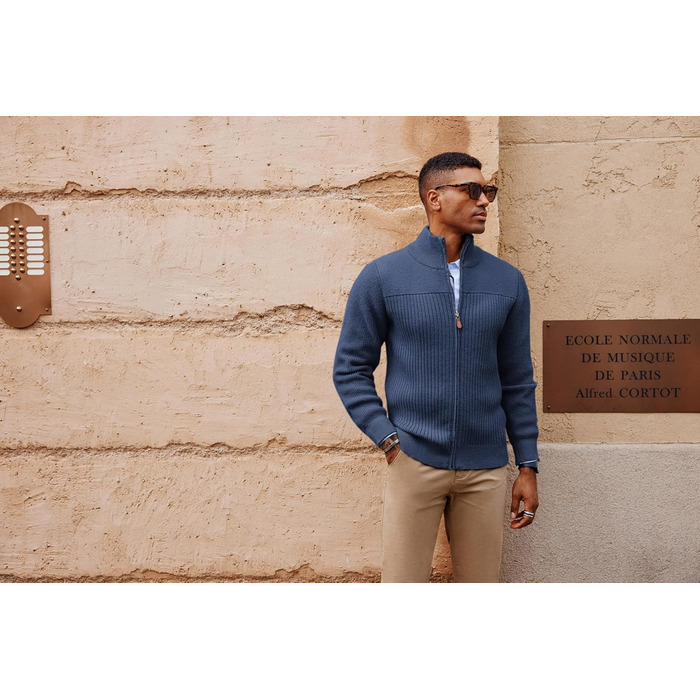 Кардиган чоловічий PJ PAUL JONES з блискавкою та стійким коміром, темно-синій (XL)