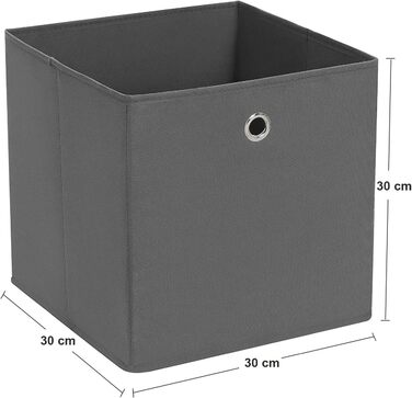 SONGMICS Storage Box, 6 Pack, Folding Box, Foldable Organizer, with Finger Hole, 30 x 30 x 30 cm, RFB02H-3 (Gray)