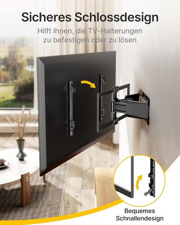 Настінне кріплення для телевізора monTEK Ultra Slim 37-90 дюймів (до 85 кг), поворотне, з похилом, висувне, VESA 600x400