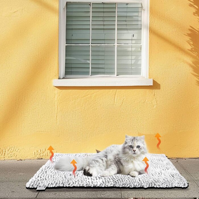 Self-Heating Blanket for Dogs & Cats, Pet Heating Mat Winter, Washable Heating Blanket for Dogs, Self-Warming Dog Mat Fluffy Warm, Thermal Blanket for Dogs Non-Slip, Grey, 115x70cm (L 70 x W 50 x H 2 cm)