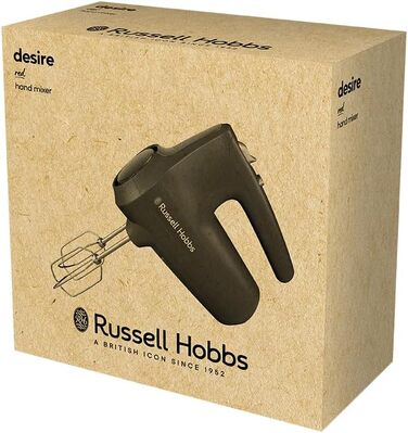 Міксер Russell Hobbs Desire Red 350W з 5 швидкостями та пульсатором, 2 насадки, червоний