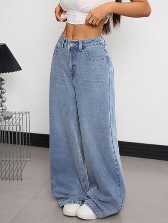 Джинси жіночі Damen Vintage Baggy, широкі, стиль Y2K 90-х, блакитні (XXL)