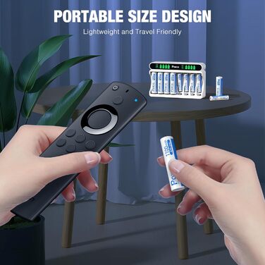 Зарядний пристрій POWXS для акумуляторів NI-MH NI-CD AA/AAA, 8 слотів, LCD дисплей, швидка зарядка Micro USB/Type-C