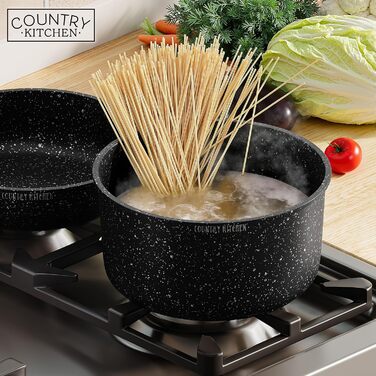 Набір кухонного посуду Country Kitchen, 13 предметів, антипригарний, знімна ручка, для плити, духовки та кемпінгу, чорний