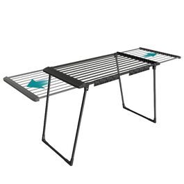 SONGMICS Сушарка для білизни, металева, 52.5 x 173 x 96.5 см, з крилами, для одягу, рушників, шкарпеток, чорна (LLR518G01)