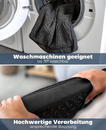 Ортопедичне ліжко для собак Lionto, 76x51x8 см, міцне, з м'яким плюшем, знімний та пральний чохол, водовідштовхувальне, підходить для собак та котів, чорний