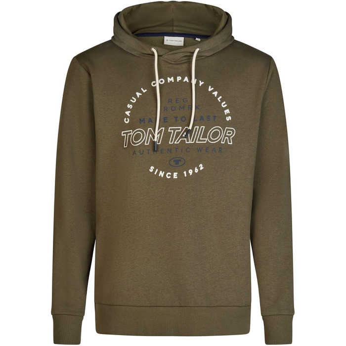 Чоловічий худі Tom Tailor Regular Fit з каптуром та принтом, колір Grape Leaf Green (зелений), розмір 3XL