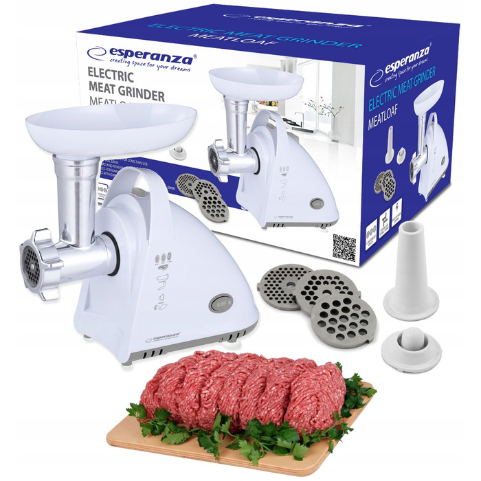 Електрична м'ясорубка Esperanza MeatLover, біла, 2200 Вт