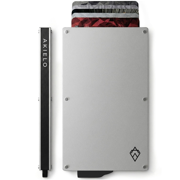 Кластинка для карток з RFID захистом та подарунковою коробкою – Мінімалістичний гаманець для чоловіків – Компактний картхолдер з безконтактним захистом (Alpha Collection) 05. Срібний випуск