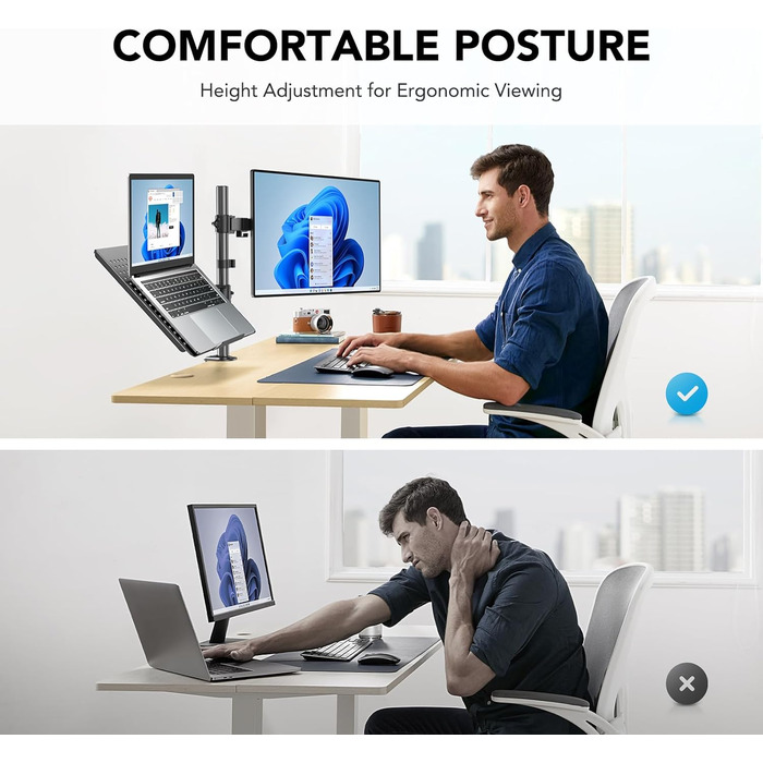 Кріплення для монітора HUANUO з підставкою для ноутбука, 13-32 дюйми, VESA 75/10, для геймінгу