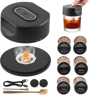 Електричний набір для копчення коктейлів та віскі з 6 ароматами, Infuser для віскі, подарунок для любителів коктейлів