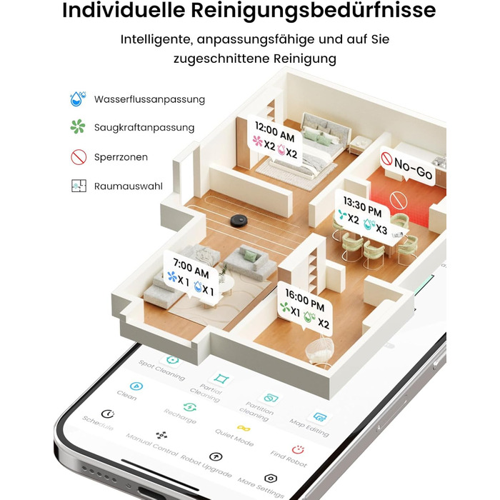 Робот-пилосос LEFANT M2 Pro з потужністю 6000 Pa, автоматичною витяжкою сміття, лазерною навігацією та картографією, індивідуальним прибиранням, уникненням перешкод PSD, ідеальний для видалення шерсті тварин, білий (M2Plus)