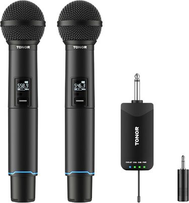 TONOR TW720 Бездротовий мікрофон Bluetooth з металевим корпусом, UHF, 100м, 2 шт. для караоке, вечірок, конференцій