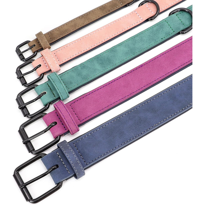 Нашийник для собак Didog з м'якої шкіри, регульований, з нержавіючою металевою застібкою, L (33-43 см, 10-20 кг, Колір: Коричневий)