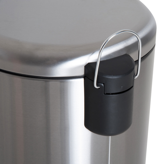 HOMCOM 30L Stainless Steel Pedal Bin with Inner Bucket, Flip Lid, Hygienic and Silver for Kitchen and Bathroom