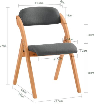 SoBuy FST92-GR Folding Chair Kitchen Chair with Padded Seat and Backrest Green WxHxD approx.: 47x77x60cm Green (4 chairs, Dark Grey)