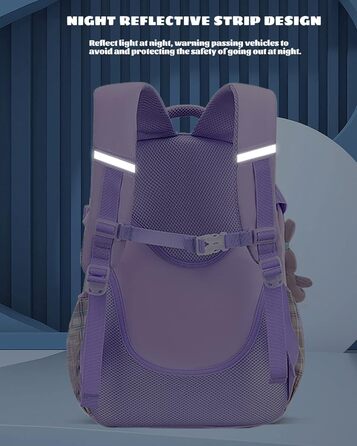Дитячий рюкзак для дівчинки-підлітка, нейлоновий, водонепроникний, легкий, 9-15 років, фіолетовий