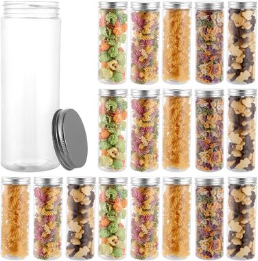 Набір контейнерів для зберігання 16 шт. по 500 мл з кришкою, прозорі пластикові банки для продуктів, BPA-Free, для солодощів та їжі