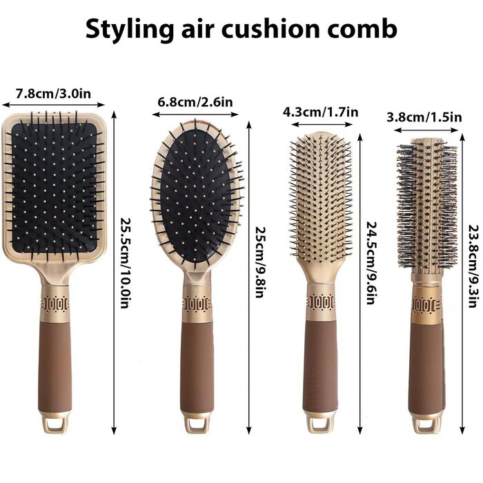 Набір гребінців для волосся 4 шт. - Антистатичні масажні гребінці для чоловіків та жінок - Професійні гребінці для укладки, локонів, сушіння та випрямлення без статичної електрики