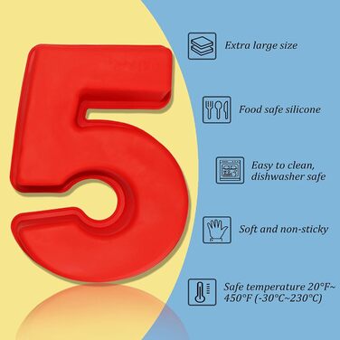9-Piece 10-Inch Silicone Number Cake Mold Baking Pans, Number Cake Molds for Birthday, Wedding, Party Decoration