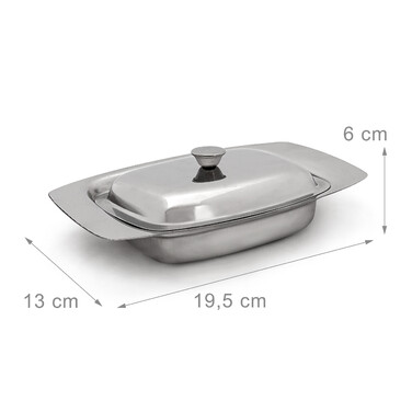 Relaxdays Stainless Steel Butter Dish with Handle
