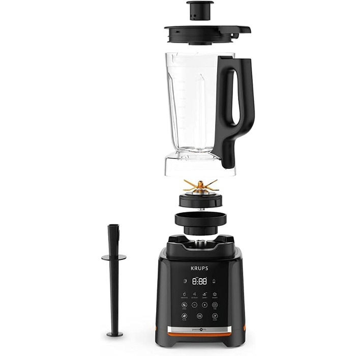 Krups Highspeed Stand Mixer InfinyMix KB9158 | 1600 W | 5 automatic programs + manual setting | Tritan container | includes recipe booklet | Smoothies, Shakes, Crushed Ice | Black