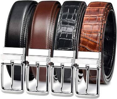 Чоловічі ремені 2 шт. Змінні, шкіряні, з натуральної шкіри крокодила, чорний та коричневий, 40-42 розмір