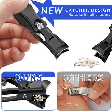 Набір кусачок для нігтів DRMODE Profi: кусачки для врослих нігтів, кусачки для товстих нігтів, ножиці для нігтів для літніх людей та чоловіків (2 шт., чорні)