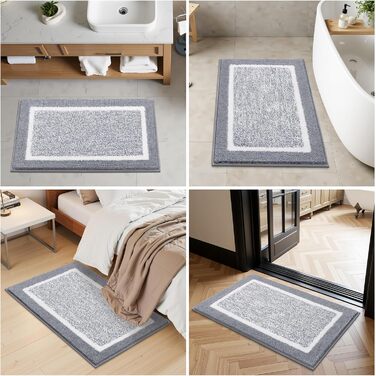 Килимок для ванної кімнати SHACOS: неслизький, м'який, водопоглинаючий, машинного прання, 45x65+50x60 см (Світло-сірий)