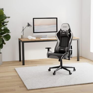Ігрове крісло DRIFT DR175GRAY, професійне, екошкіра, 2D підлокітники, клас 4, поворотне, чорне/сіре