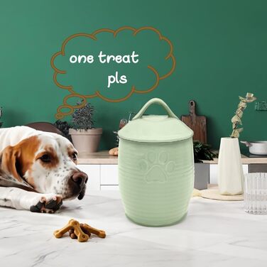Контейнер для собачих ласощів великого об'єму, герметичний, керамічний, зелений