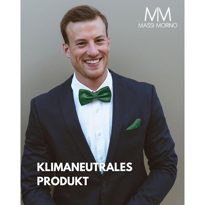 Массі Моріно: Комплект краватка-метелик та нагрудна хустинка для чоловіків - ідеальний вибір на весілля. Регульована краватка-метелик (зелена)