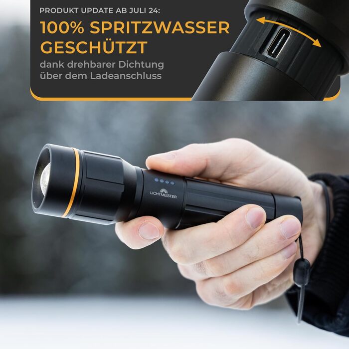 LICHTMEISTER® Ліхтарик LED 2000 люмен, акумулятор 5000 мАг, надяскравий, акумуляторний