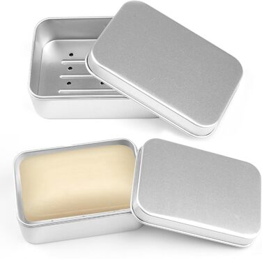 Набір мильниць для подорожей 2 шт. з алюмінію з підсіткою, вологостійкі, нержавіючі для дому, подорожей, зберігання мила та пінки для гоління. Сріблясті, прямокутні