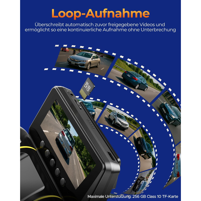 4-канальний автомобільний відеореєстратор LAMTTO (передній, задній, внутрішній), 5GHz WiFi, 360° огляд, ІЧ-нічна зйомка, 24/7 моніторинг паркування, IPS-екран 3.16