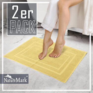 Набір бавовняних килимків для ванної кімнати NatureMark, 100% бавовна, 50 x 80 см, жовті (2 шт)