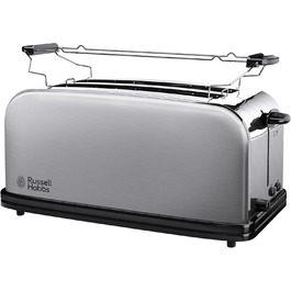 Тостер Russell Hobbs Adventure на 4 тосту, нержавіюча сталь, 2 широкі довгі слоти, 6 режимів підсмажування, підігрів булочок, розморожування