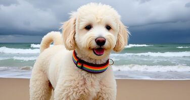 Нашийник для собак Extra-Wide & Soft з неопреновим наповнювачем (S, L, 50-55 см), Кольори: Райдуга на коричневому